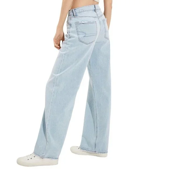 NWT American Eagle Womens 20 Long Low Rise Skater Jean Baggy Wide Leg Light Wash - Picture 7 of 8